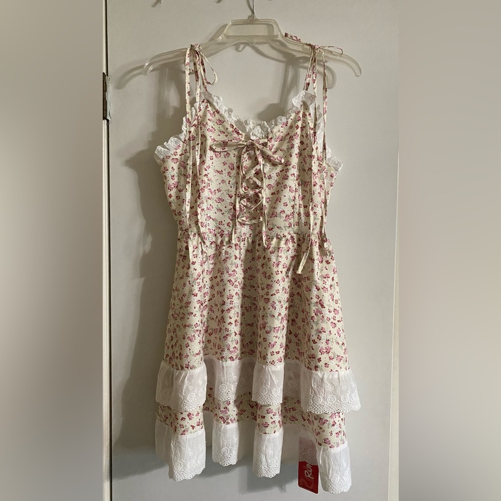 ROMWE NWT Cream and Pink Floral Kids Dress